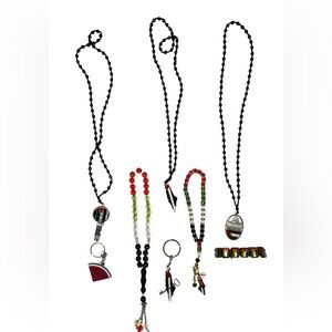 Palestine Palestinian Black Beaded Necklace Set with Palestinian Flag Charms
